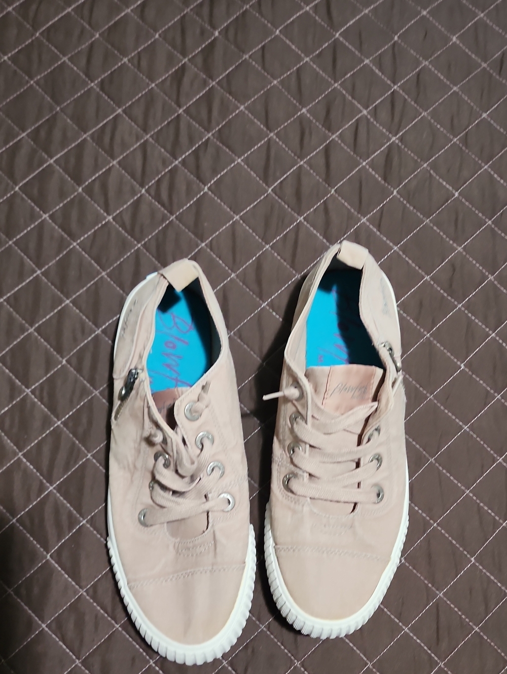 Blowfish Beige Canvas Lace-Up Sneakers